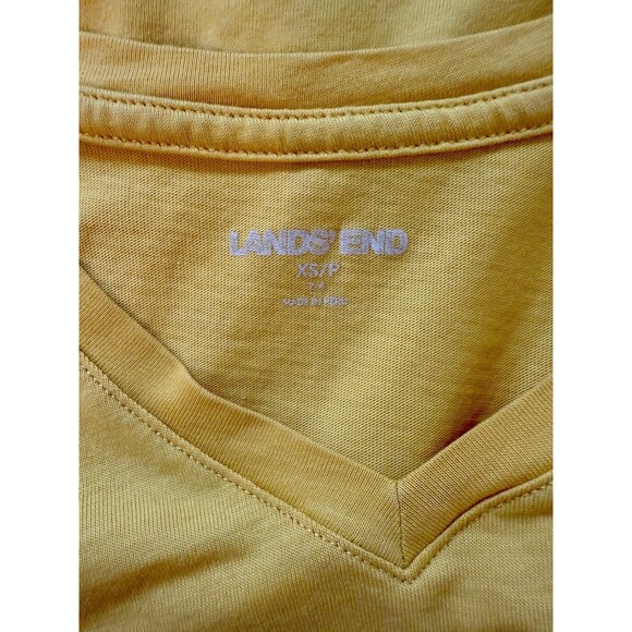 Lands End Womens Yellow V-Neck T-Shirt XS 100% Cotton Casual‎ Short Sleeve - Picture 3 of 7